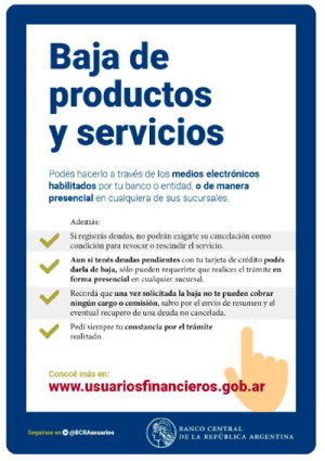 Baja de productos y servicios
